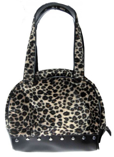 BOLSO BOWLING PEQUEÑO CON CREMALLERA LEOPARDO NATURAL